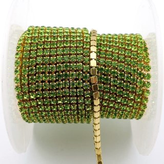 Łańcuszek taśma z kryształkami 2mm 30 cm Peridot A4