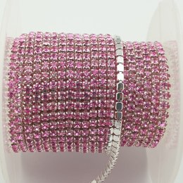 Łańcuszek taśma z kryształkami 2mm 30 cm Pink AA17