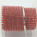 Łańcuszek taśma z kryształkami 2mm 30 cm Red AA13