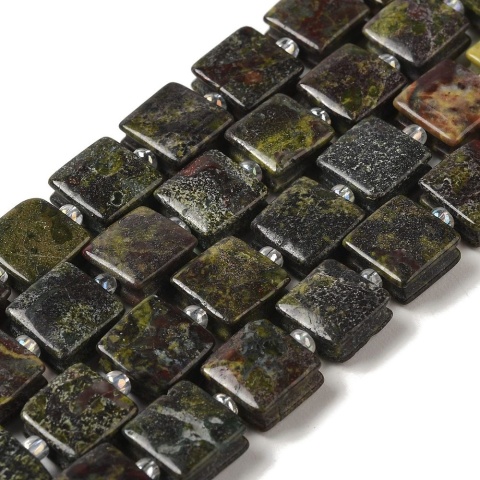 Jaspis smocza krew koralik kwadrat z dziurką 10x10 mm 2 szt
