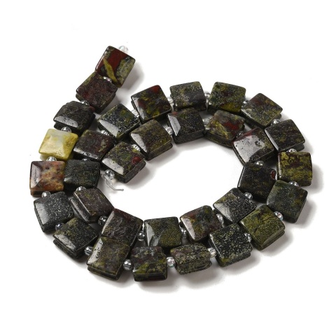 Jaspis smocza krew koralik kwadrat z dziurką 10x10 mm 2 szt