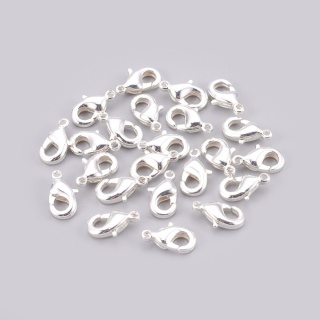 Karabińczyk 10x5 mm mosiądz posrebrzany 2 szt.