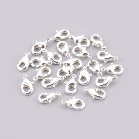 Karabińczyk 10x5 mm mosiądz posrebrzany 2 szt.