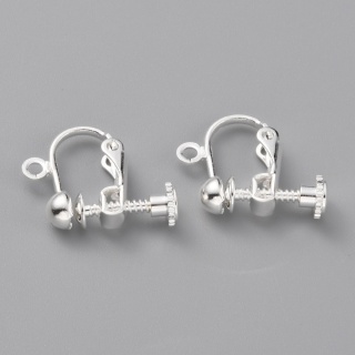 Klipsy z kulką i oczkiem mosiądz posrebrzany 17x14 mm 2 szt.