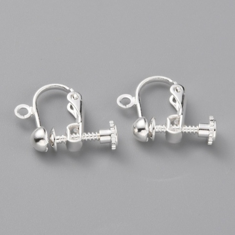 Klipsy z kulką i oczkiem mosiądz posrebrzany 17x14 mm 2 szt.
