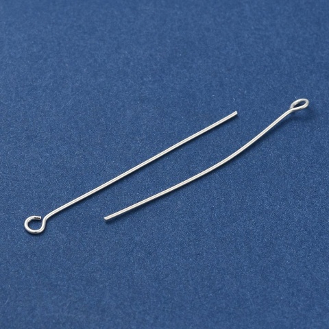 Szpilki z oczkiem mosiądz posrebrzany 40x0,6 mm 10 szt