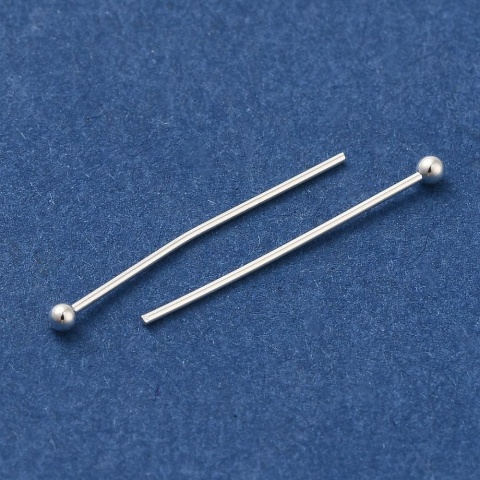 Szpilki z kulką mosiądz posrebrzany 20x0,55mm 10 szt