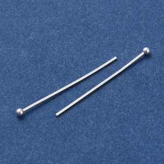 Szpilki z kulką mosiądz posrebrzany 25x0,55mm 10 szt