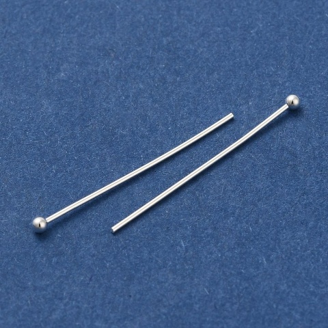 Szpilki z kulką mosiądz posrebrzany 25x0,55mm 10 szt