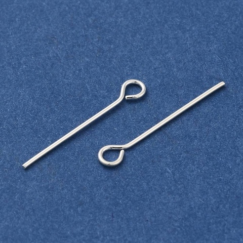 Szpilki z oczkiem mosiądz posrebrzany 20x0,6 mm 10 szt
