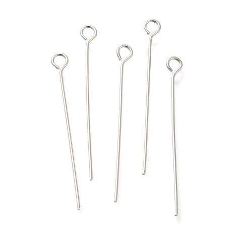 Szpilki z oczkiem mosiądz posrebrzany 30x0,6 mm 10 szt