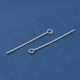 Szpilki z oczkiem mosiądz posrebrzany 30x0,6 mm 10 szt