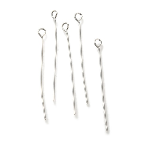 Szpilki z oczkiem mosiądz posrebrzany 35x0,6 mm 10 szt