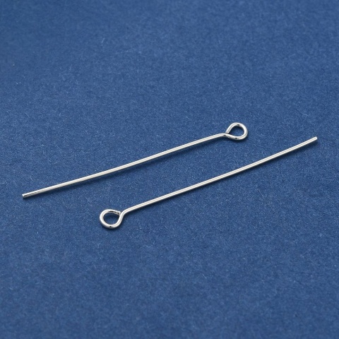 Szpilki z oczkiem mosiądz posrebrzany 35x0,6 mm 10 szt