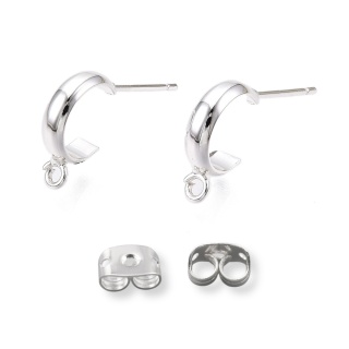 Sztyfty zaokrąglone z oczkiem mosiądz posrebrzany 13x3 mm 2 szt