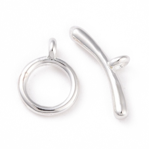 Zapięcie toggle mosiądz posrebrzany 7,5 mm 1 szt