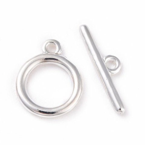 Zapięcie toggle mosiądz posrebrzany 10 mm 1 szt