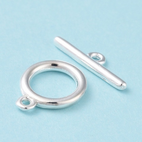 Zapięcie toggle mosiądz posrebrzany 10 mm 1 szt