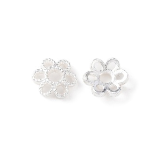 Czapeczki do koralików mosiądz posrebrzany 6x1,5 mm 4 szt