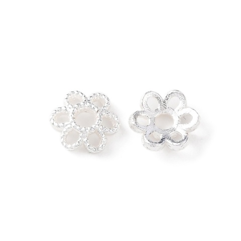 Czapeczki do koralików mosiądz posrebrzany 6x1,5 mm 4 szt