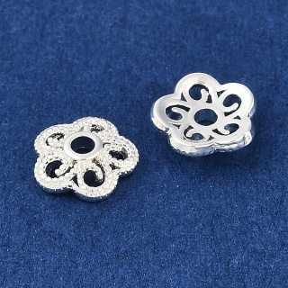 Czapeczki do koralików mosiądz posrebrzany 8x2 mm 4 szt