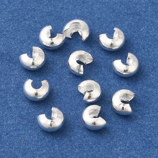 Koralik zaciskowy osłonka mosiądz posrebrzany 4x2 mm 10 szt