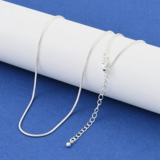 Łańcuszek żmijka mosiądz posrebrzany 1,2 mm 41+6 cm