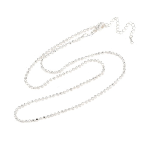 Łańcuszek kulkowy mosiądz posrebrzany 2 mm 45+6 cm