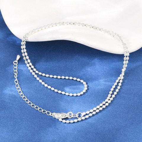 Łańcuszek kulkowy mosiądz posrebrzany 2 mm 45+6 cm