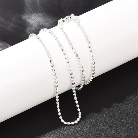 Łańcuszek kulkowy mosiądz posrebrzany 2 mm 45+6 cm