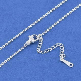 Łańcuszek mosiądz posrebrzany 1,5 mm 43+6 cm