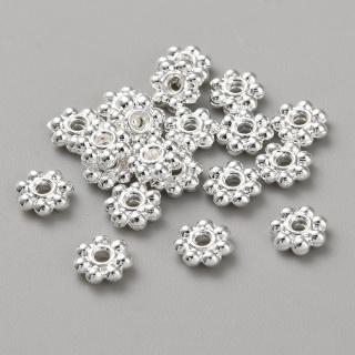 Przekładka kwiatek mosiądz posrebrzany 6x2 mm 4 szt.