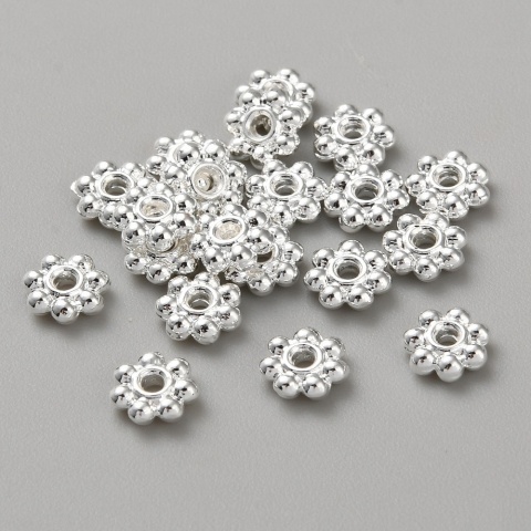 Przekładka kwiatek mosiądz posrebrzany 6x2 mm 4 szt.