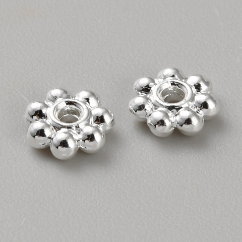 Przekładka kwiatek mosiądz posrebrzany 6x2 mm 4 szt.