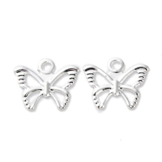 Zawieszka motyl mosiądz posrebrzany 6,5x8x0,4 mm 1 szt