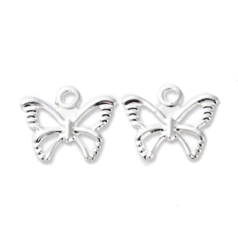 Zawieszka motyl mosiądz posrebrzany 6,5x8x0,4 mm 1 szt