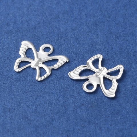 Zawieszka motyl mosiądz posrebrzany 6,5x8x0,4 mm 1 szt
