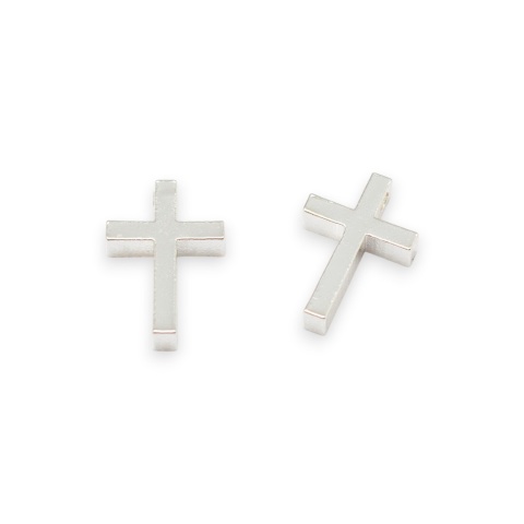 Zawieszka krzyż mosiądz posrebrzany 13x8,5 mm 1 szt