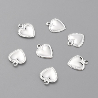 Zawieszka serce mosiądz posrebrzany 9,5x8 mm 1 szt