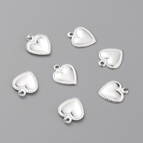 Zawieszka serce mosiądz posrebrzany 9,5x8 mm 1 szt
