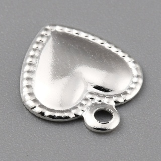 Zawieszka serce mosiądz posrebrzany 9,5x8 mm 1 szt