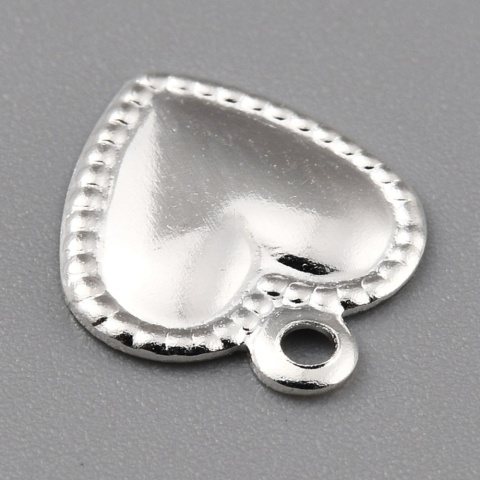 Zawieszka serce mosiądz posrebrzany 9,5x8 mm 1 szt