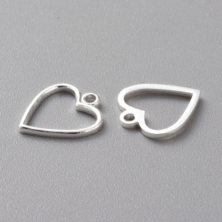 Zawieszka serce mosiądz posrebrzany 11,5x10 mm 1 szt