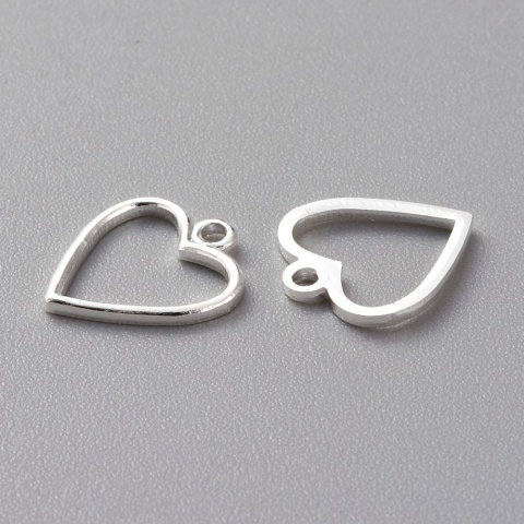 Zawieszka serce mosiądz posrebrzany 11,5x10 mm 1 szt