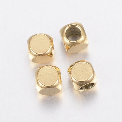Przekładka kostka zaokrąglona stal szlachetna 3x3 mm 4 szt kolor złoty powłka IP