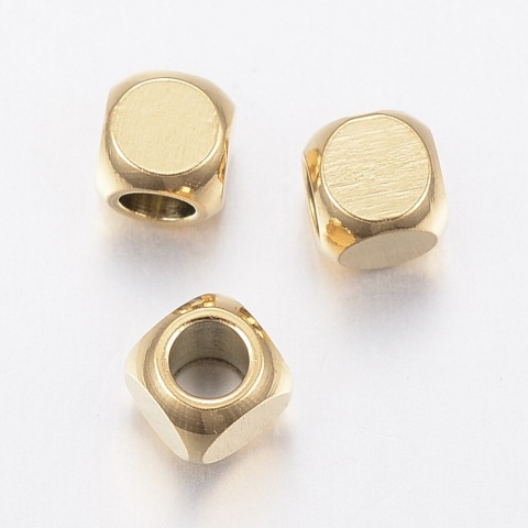Przekładka kostka zaokrąglona stal szlachetna 4x4 mm 1 szt kolor złoty powłoka IP