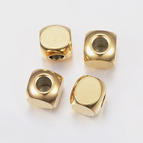 Przekładka kostka zaokrąglona stal szlachetna 6x6 mm 1 szt kolor złoty powłoka IP