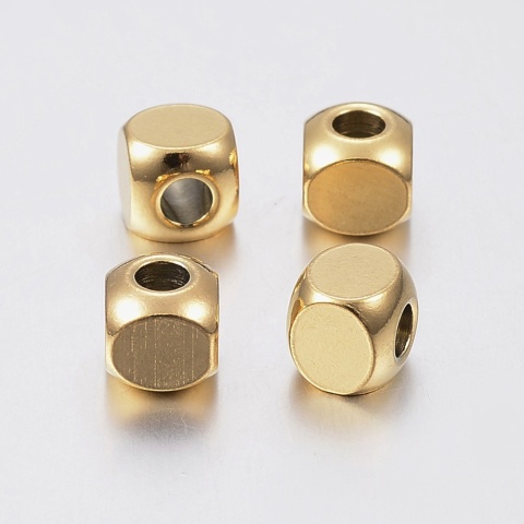 Przekładka kostka zaokrąglona stal szlachetna 6x6 mm 1 szt kolor złoty powłoka IP