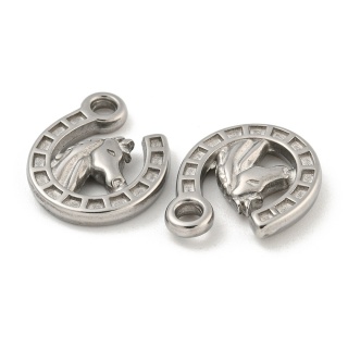 Zawieszka podkowa z koniem stal szlachetna 16x13 mm 1 szt