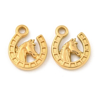 Zawieszka podkowa z koniem stal szlachetna 16x13 mm 1 szt pozłacana powłoka IP